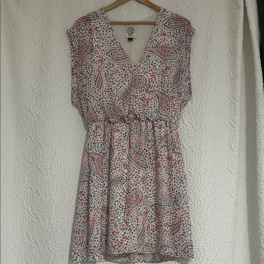 Sage Multicolor Paisley V-Neck Mini Dress
